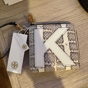Tory Burch Snakeskin Pattern Wallet with White Accent
